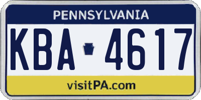 PA license plate KBA4617