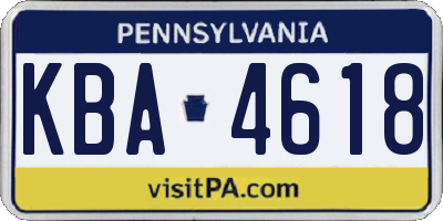 PA license plate KBA4618