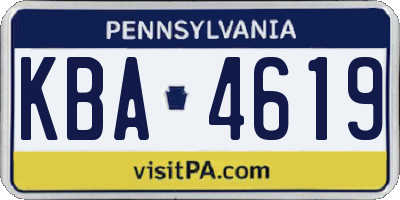 PA license plate KBA4619