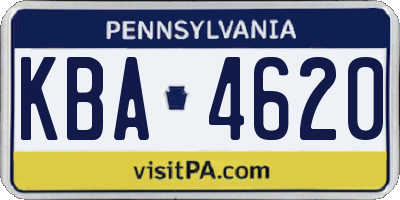 PA license plate KBA4620