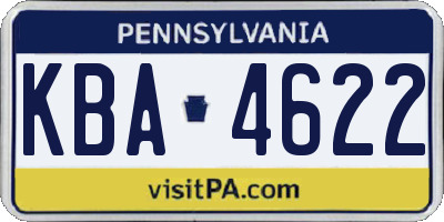 PA license plate KBA4622