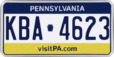 PA license plate KBA4623