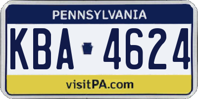 PA license plate KBA4624