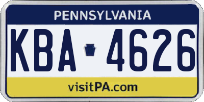 PA license plate KBA4626