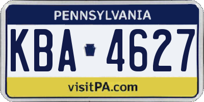 PA license plate KBA4627