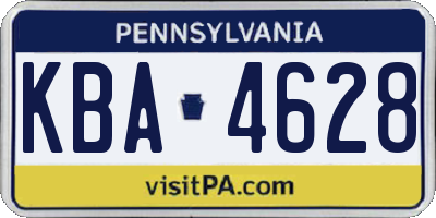 PA license plate KBA4628