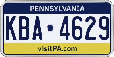 PA license plate KBA4629