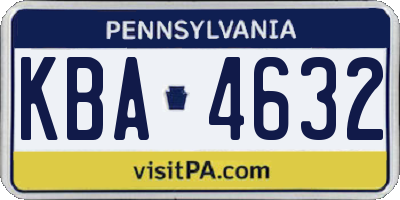PA license plate KBA4632