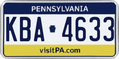 PA license plate KBA4633