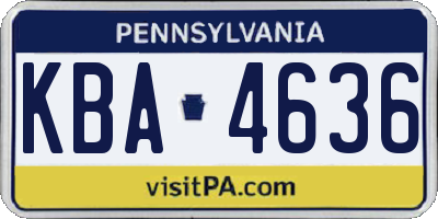 PA license plate KBA4636