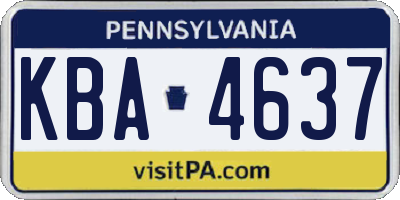 PA license plate KBA4637