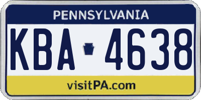 PA license plate KBA4638