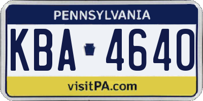 PA license plate KBA4640
