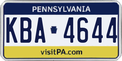 PA license plate KBA4644