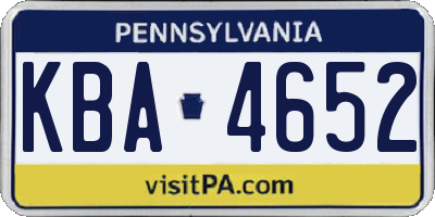 PA license plate KBA4652
