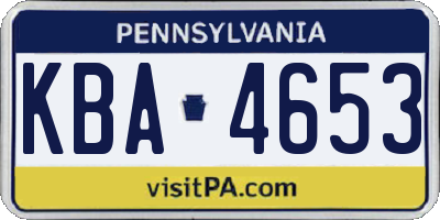 PA license plate KBA4653