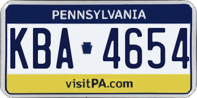 PA license plate KBA4654
