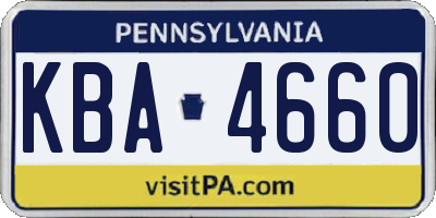 PA license plate KBA4660