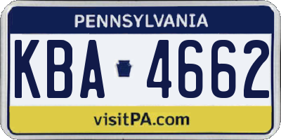 PA license plate KBA4662