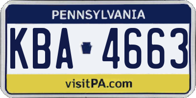 PA license plate KBA4663