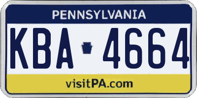 PA license plate KBA4664