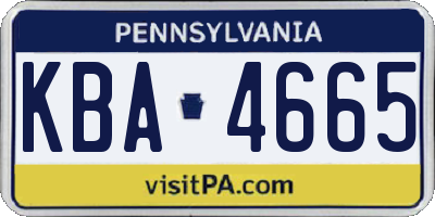 PA license plate KBA4665