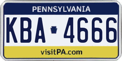 PA license plate KBA4666