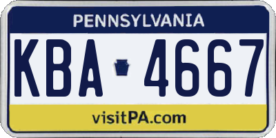 PA license plate KBA4667