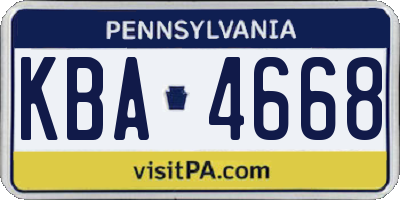 PA license plate KBA4668