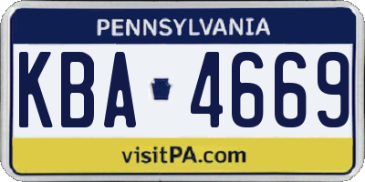 PA license plate KBA4669
