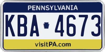 PA license plate KBA4673