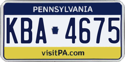 PA license plate KBA4675