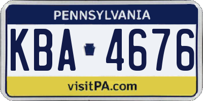 PA license plate KBA4676