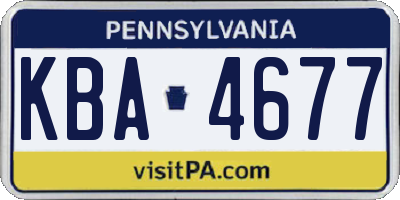 PA license plate KBA4677