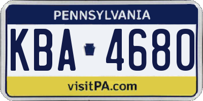 PA license plate KBA4680