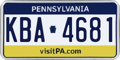 PA license plate KBA4681