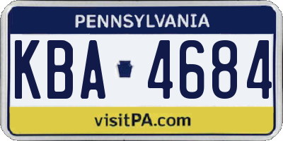 PA license plate KBA4684