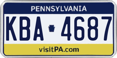 PA license plate KBA4687