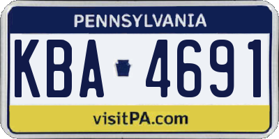PA license plate KBA4691