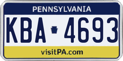 PA license plate KBA4693