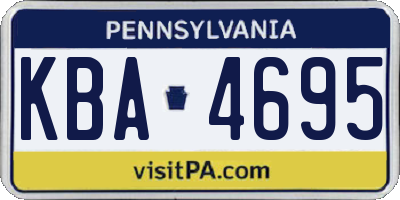 PA license plate KBA4695