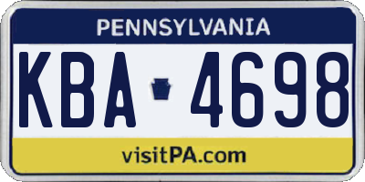 PA license plate KBA4698