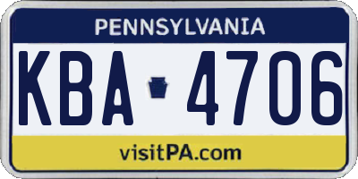 PA license plate KBA4706
