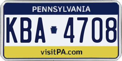 PA license plate KBA4708