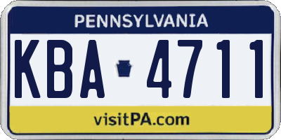 PA license plate KBA4711