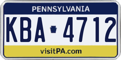 PA license plate KBA4712