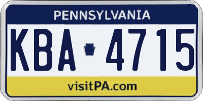 PA license plate KBA4715
