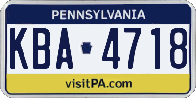 PA license plate KBA4718