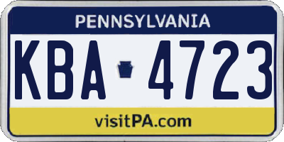 PA license plate KBA4723