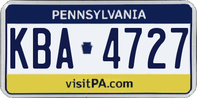 PA license plate KBA4727